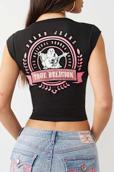 CAMISETA DE MANGA DE CASQUILLO CON CUELLO EN V, image 1