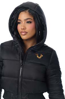 HOODED HORSESHOE PUFFER JACKET