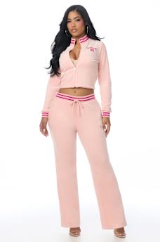 VELOUR STRAIGHT LEG TRACK PANT