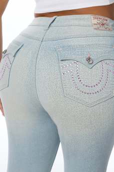 PLUS JENNIE MID RISE CRYSTAL HORSESHOE FLAP CURVY SKINNY JEAN