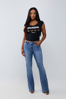 BECCA MID RISE CRYSTAL BOOTCUT JEAN
