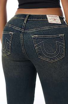 BECCA MID RISE PATCH BELT BOOTCUT JEAN