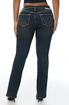 BECCA MID RISE PATCH BELT BOOTCUT JEAN