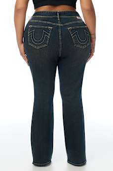 PLUS BECCA MID RISE PATCH BELT BOOTCUT JEAN