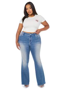 PLUS BECCA MID RISE CRYSTAL BOOTCUT JEAN