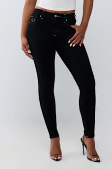JEAN SKINNY MI-TAILLE AVEC CRISTAUX ET FER &Agrave; CHEVAL JENNIE CURVY
