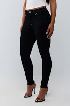 JEAN SKINNY MI-TAILLE AVEC CRISTAUX ET FER &Agrave; CHEVAL JENNIE CURVY