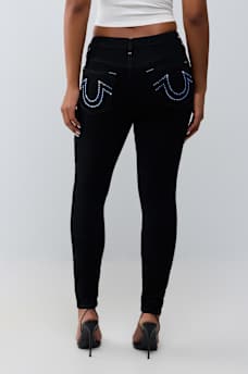 JEAN SKINNY MI-TAILLE AVEC CRISTAUX ET FER &Agrave; CHEVAL JENNIE CURVY