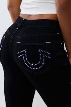 JEAN SKINNY MI-TAILLE AVEC CRISTAUX ET FER &Agrave; CHEVAL JENNIE CURVY