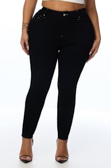 PLUS JENNIE MID RISE CRYSTAL HORSESHOE CURVY SKINNY