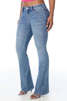 JOEY MID RISE MULTI-STITCH FLAP FLARE JEAN