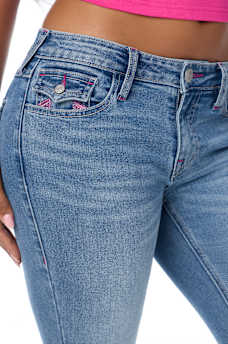 JOEY MID RISE MULTI-STITCH FLAP FLARE JEAN
