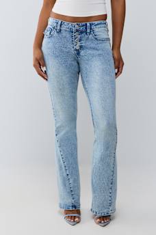 JOEY MID RISE BUTTON-FRONT FLAP FLARE JEAN