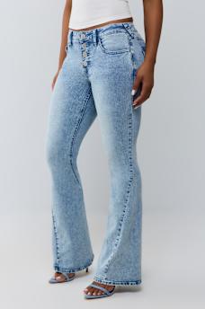 JOEY MID RISE BUTTON-FRONT FLAP FLARE JEAN