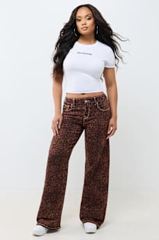 BOBBI MID RISE LEOPARD BAGGY JEAN