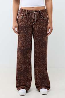 BOBBI MID RISE LEOPARD BAGGY JEAN