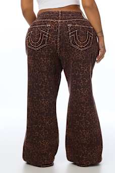 PLUS BOBBI MID RISE LEOPARD BAGGY JEAN