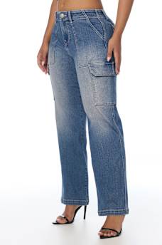 DENIM CARGO STRAIGHT JEAN