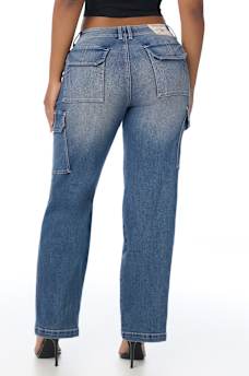 DENIM CARGO STRAIGHT JEAN