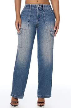 DENIM CARGO STRAIGHT JEAN