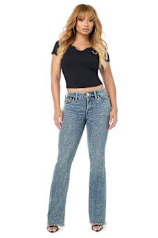 BECCA MID RISE STUDS FLAP BOOTCUT JEAN
