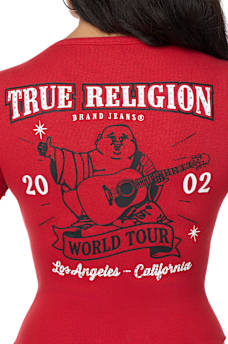 CAMISETA BABY TEE DE BUDA CON CUELLO REDONDO ACANALADA Y FRUNCIDA