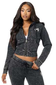 WASHED WING SHRUNKEN ZIP HOODIE
