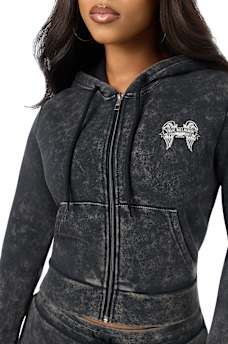 WASHED WING SHRUNKEN ZIP HOODIE