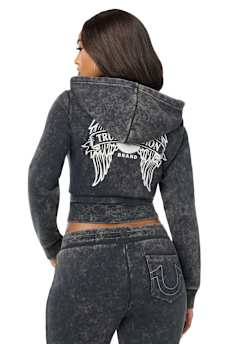 WASHED WING SHRUNKEN ZIP HOODIE