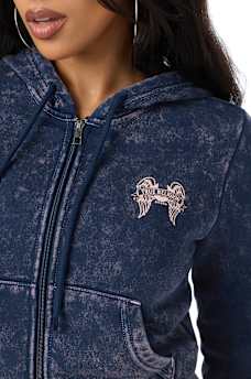 WASHED WING SHRUNKEN ZIP HOODIE