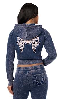 WASHED WING SHRUNKEN ZIP HOODIE
