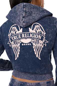 WASHED WING SHRUNKEN ZIP HOODIE