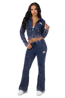 WASHED WING TWISTED FLARE SWEATPANT