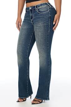 BECCA MID RISE CRYSTAL RIVETS BOOTCUT JEAN