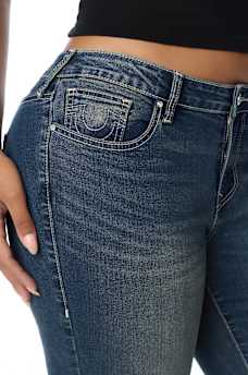 BECCA MID RISE CRYSTAL RIVETS BOOTCUT JEAN