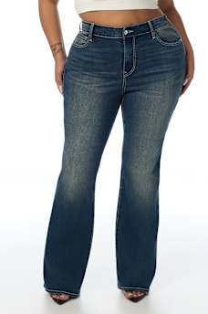 PLUS BECCA MID RISE CRYSTAL RIVETS BOOTCUT JEAN