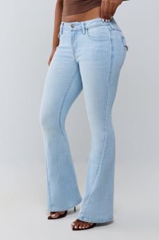 JOEY MID RISE CRYSTAL FLAP FLARE JEAN