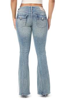 JOEY CRYSTAL MID RISE FLAP FLARE JEAN