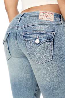 JOEY CRYSTAL MID RISE FLAP FLARE JEAN