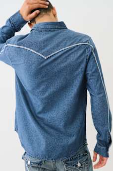 WESTERN CHAMBRAY FLATLOCK SHIRT, image 2