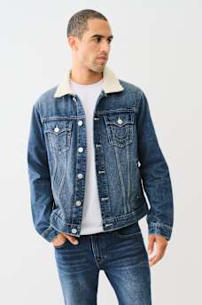 SHERPA COLLAR DENIM TRUCKER JACKET, image 1