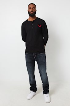 LOGO LONG SLEEVE RIBBED HENLEY TEE, image 6