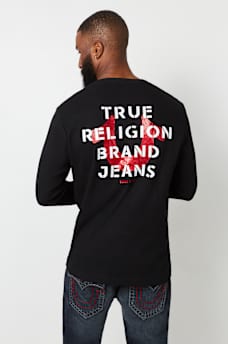 LOGO LONG SLEEVE RIBBED HENLEY TEE, image 1