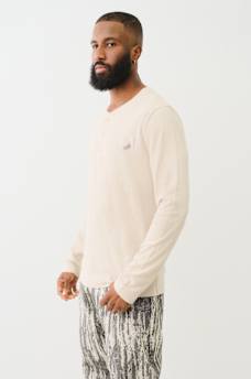 LOGO LONG SLEEVE RIBBED HENLEY TEE, image 5