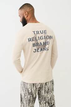 LOGO LONG SLEEVE RIBBED HENLEY TEE, image 1