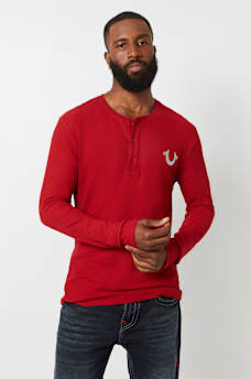 LOGO LONG SLEEVE RIBBED HENLEY TEE, image 2