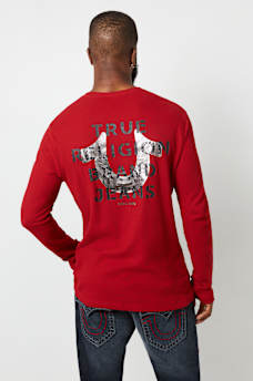 LOGO LONG SLEEVE RIBBED HENLEY TEE, image 4