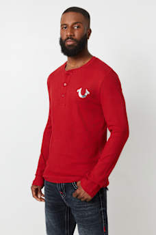 LOGO LONG SLEEVE RIBBED HENLEY TEE, image 5