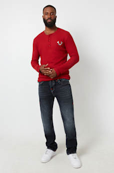 LOGO LONG SLEEVE RIBBED HENLEY TEE, image 6