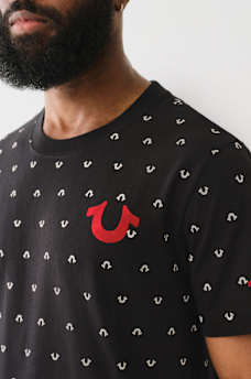 FLOCKED HORSESHOE LOGO PRINT TEE, image 2